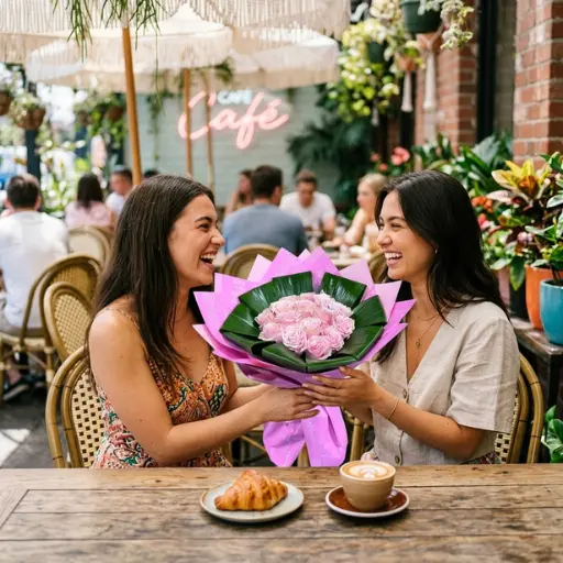 Ramo de 15 rosas rosadas con papel coreano